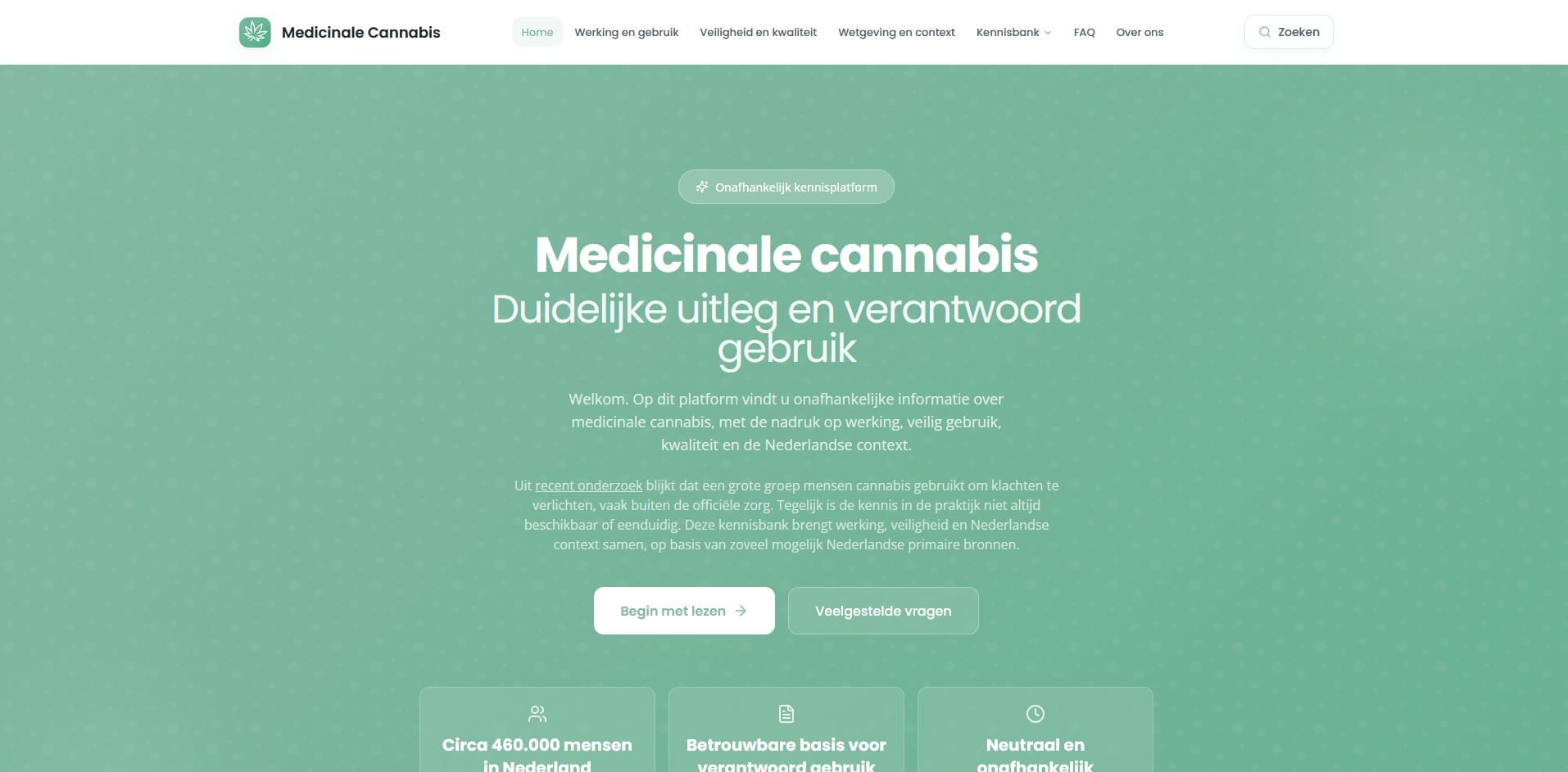 Headerafbeelding bij Nieuwe kennisbank geeft betrouwbare uitleg over medicinale cannabis