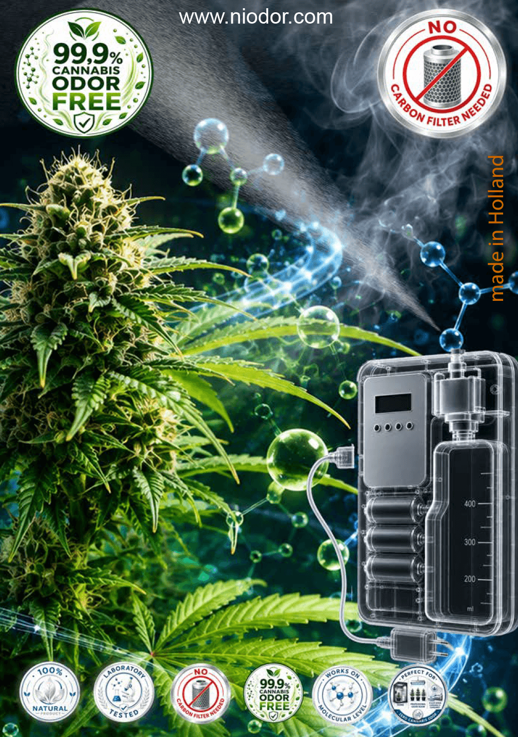 Extra afbeelding 1 bij NIODOR® introduceert doorbraak tegen geuroverlast op de cannabismarkt